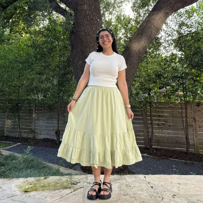 Spring Flowy Skirt - Matcha sold by Shiny by Nature