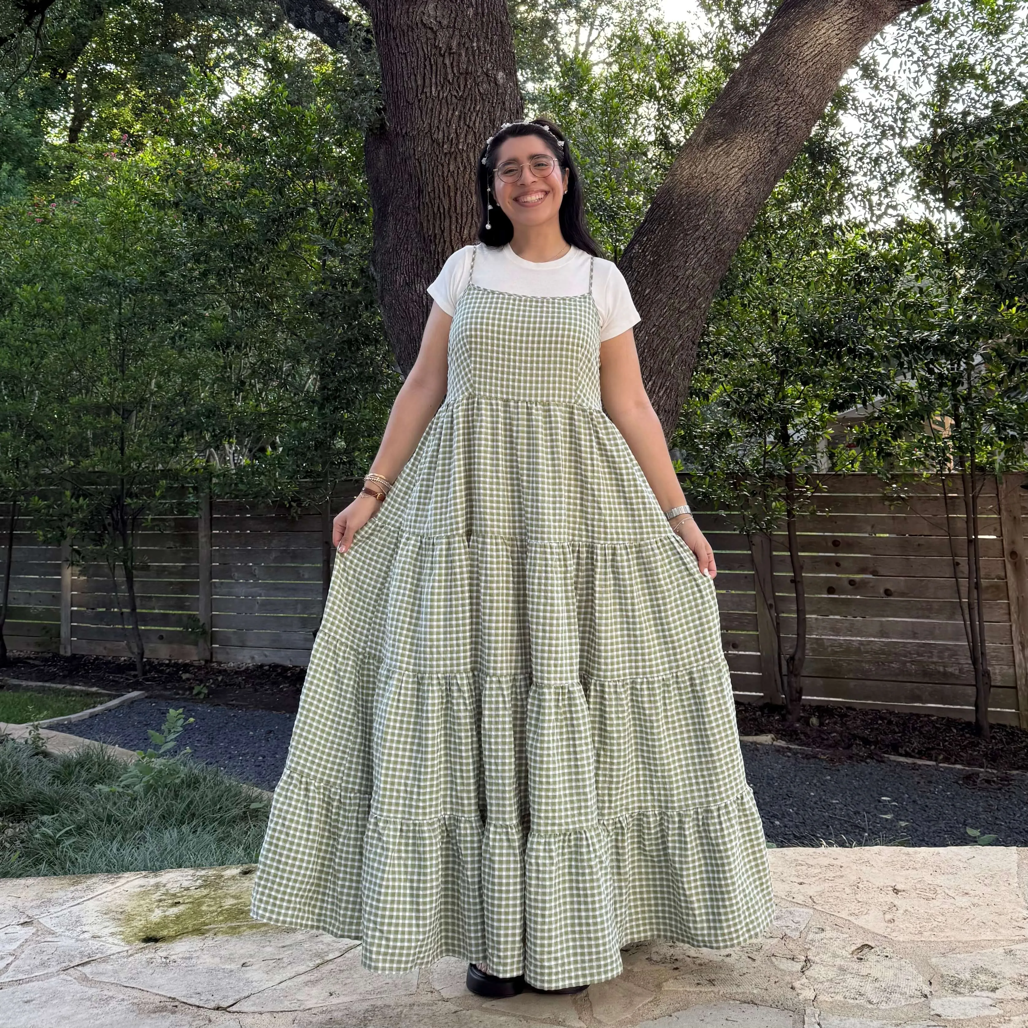 Gingham Maxi Dress - Matcha *Clearance Sale* sold by Shiny by Nature