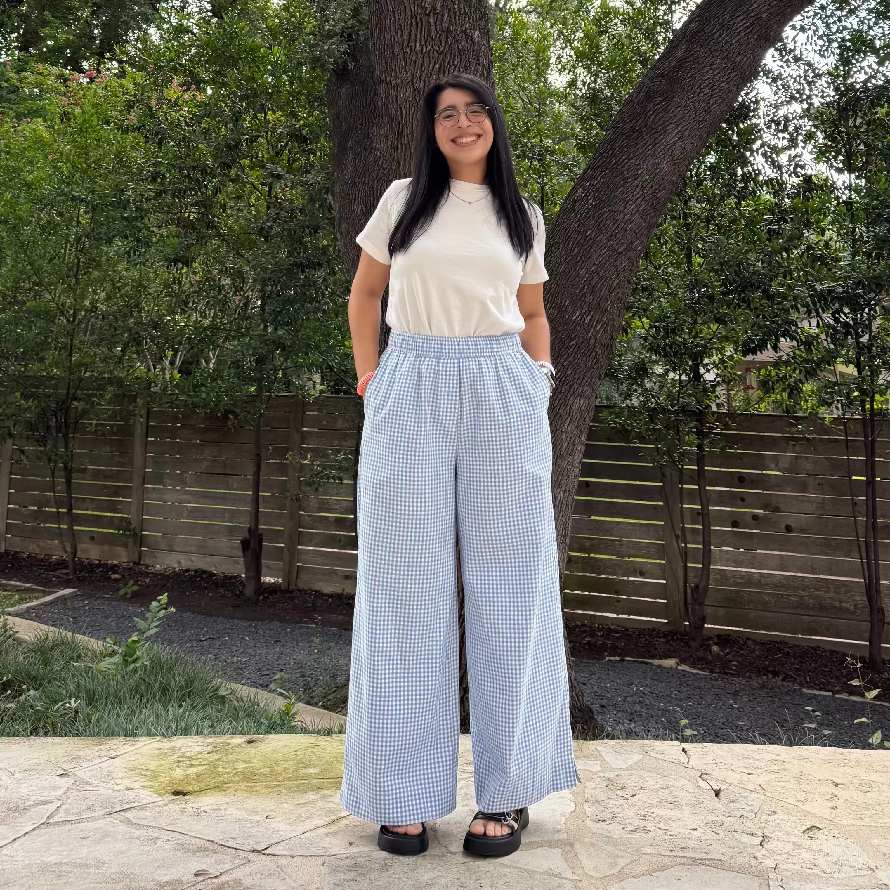 28" Inseam Picnic Pants - Blue Gingham *Clearance Sale* sold by Shiny by Nature