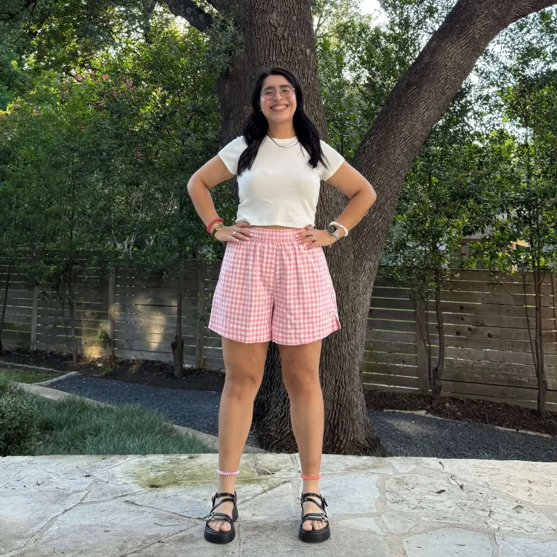 Summer Gingham Shorts - Cherry Blossom sold by Shiny by Nature