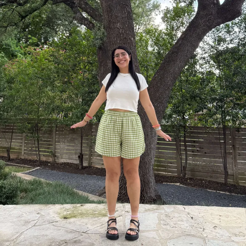 Summer Gingham Shorts - Matcha *Clearance Sale* sold by Shiny by Nature