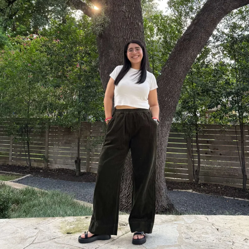 28 Inch Corduroy Pants - Olive sold by Shiny by Nature