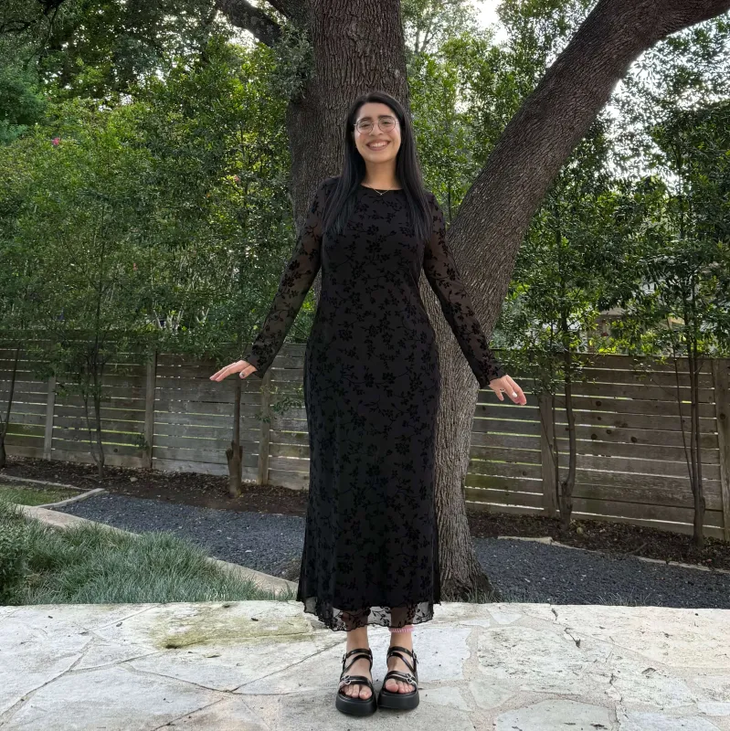Long-Sleeve Muse Dress - Black Floral sold by Shiny by Nature