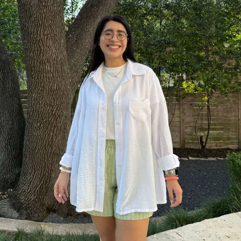 Lightweight Long-Sleeve Button-Up - Tofu sold by Shiny by Nature