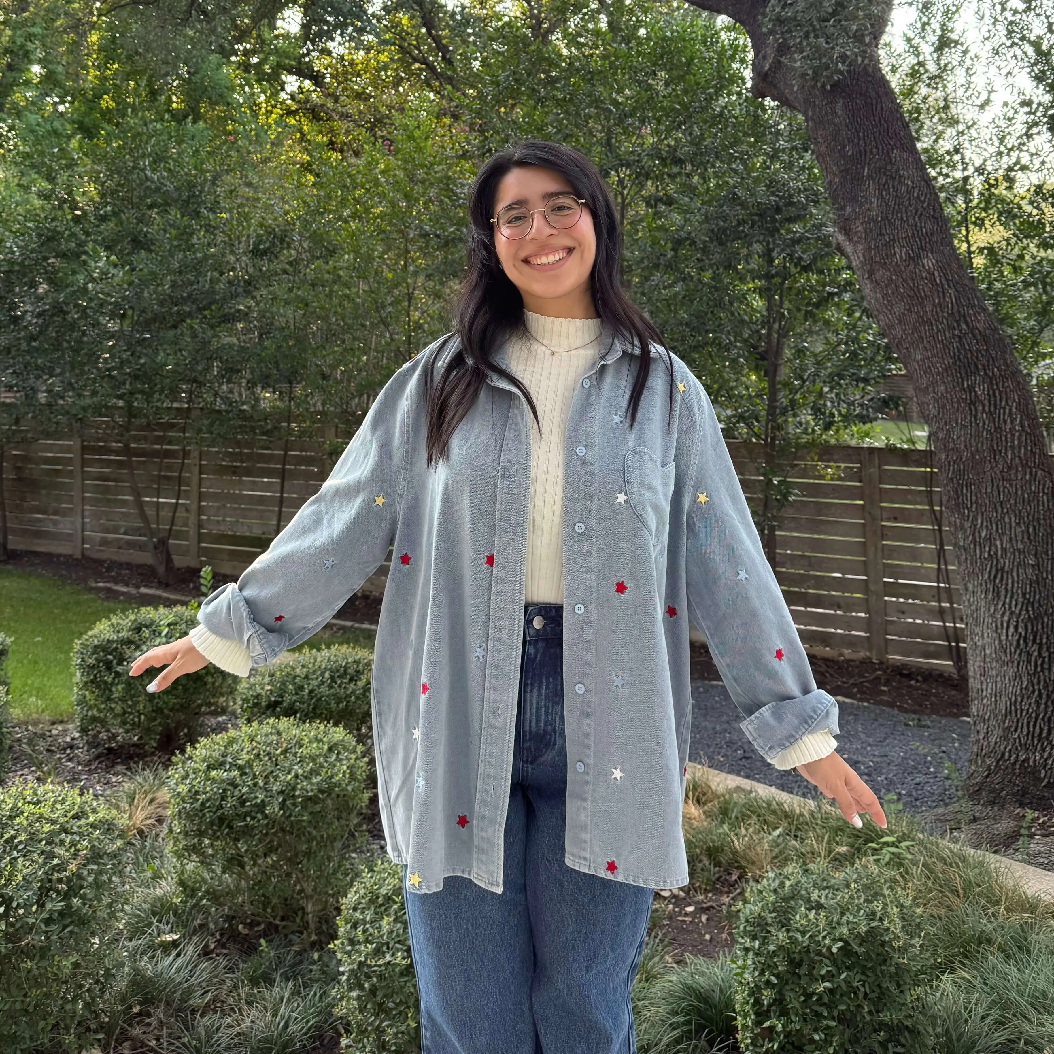 Denim Long-Sleeve Button-Up - Shining Star sold by Shiny by Nature product image thumbnail 5