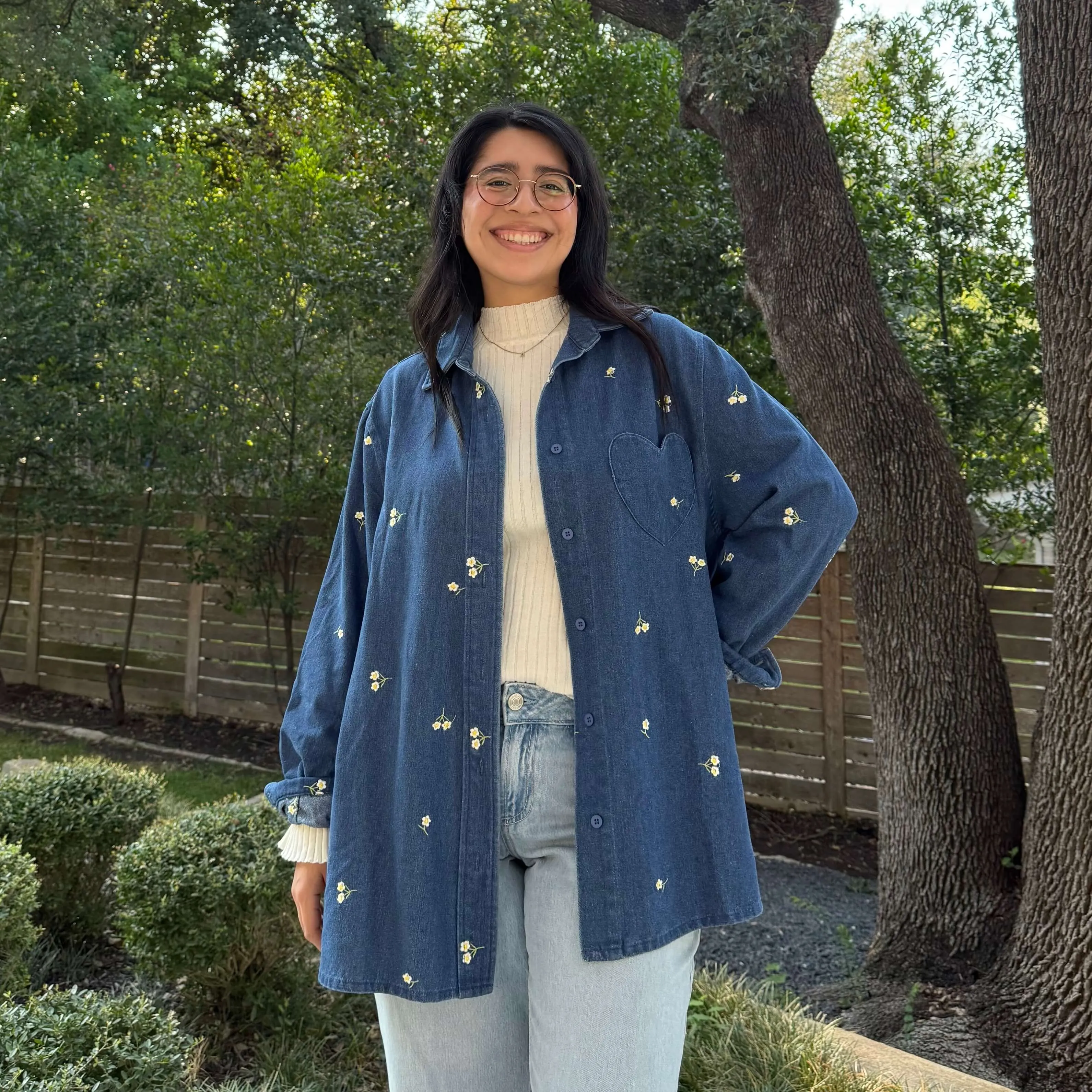 Denim Long-Sleeve Button-Up - Daisy sold by Shiny by Nature