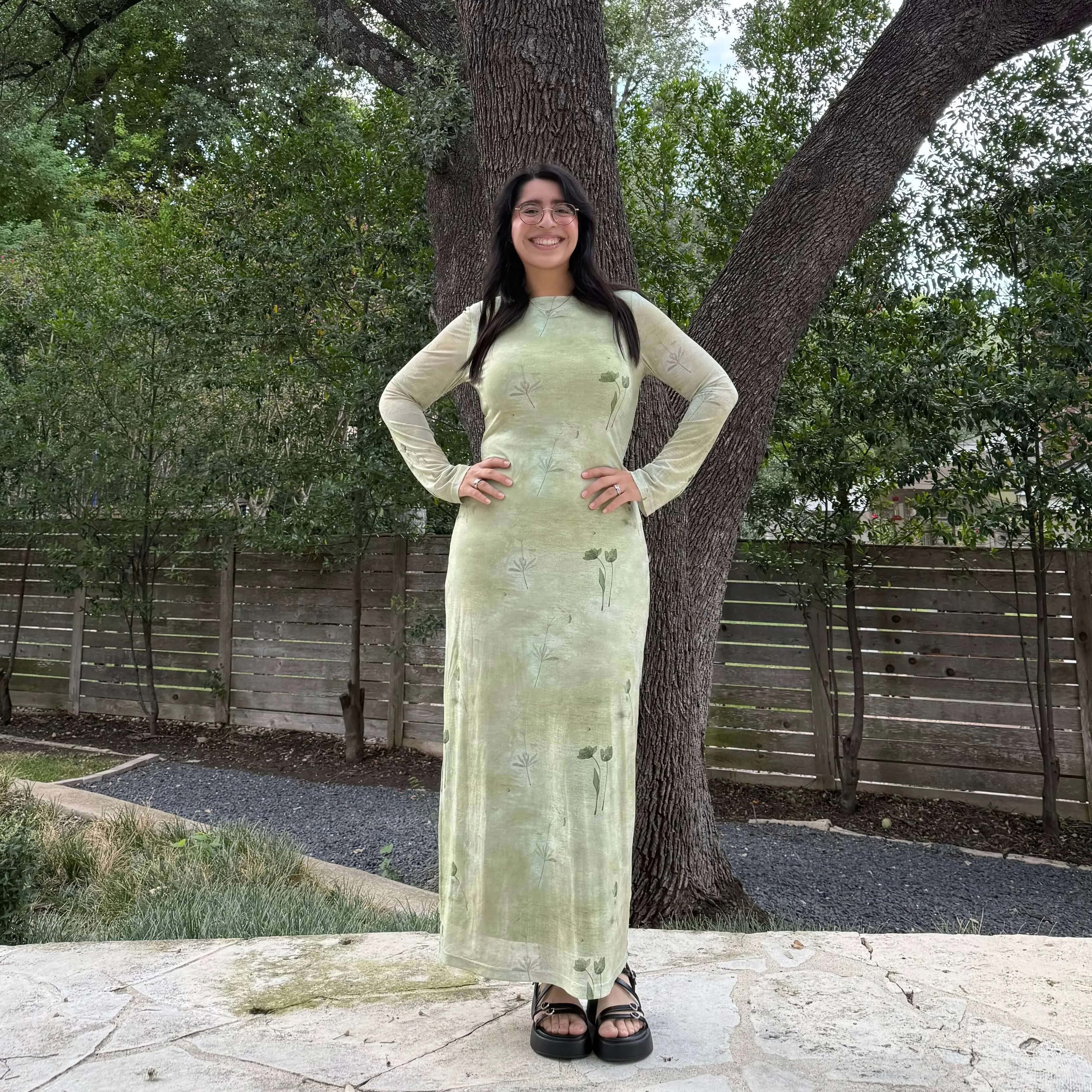 Long-Sleeve Flora Dress - Green *Clearance Sale* sold by Shiny by Nature product image thumbnail 2