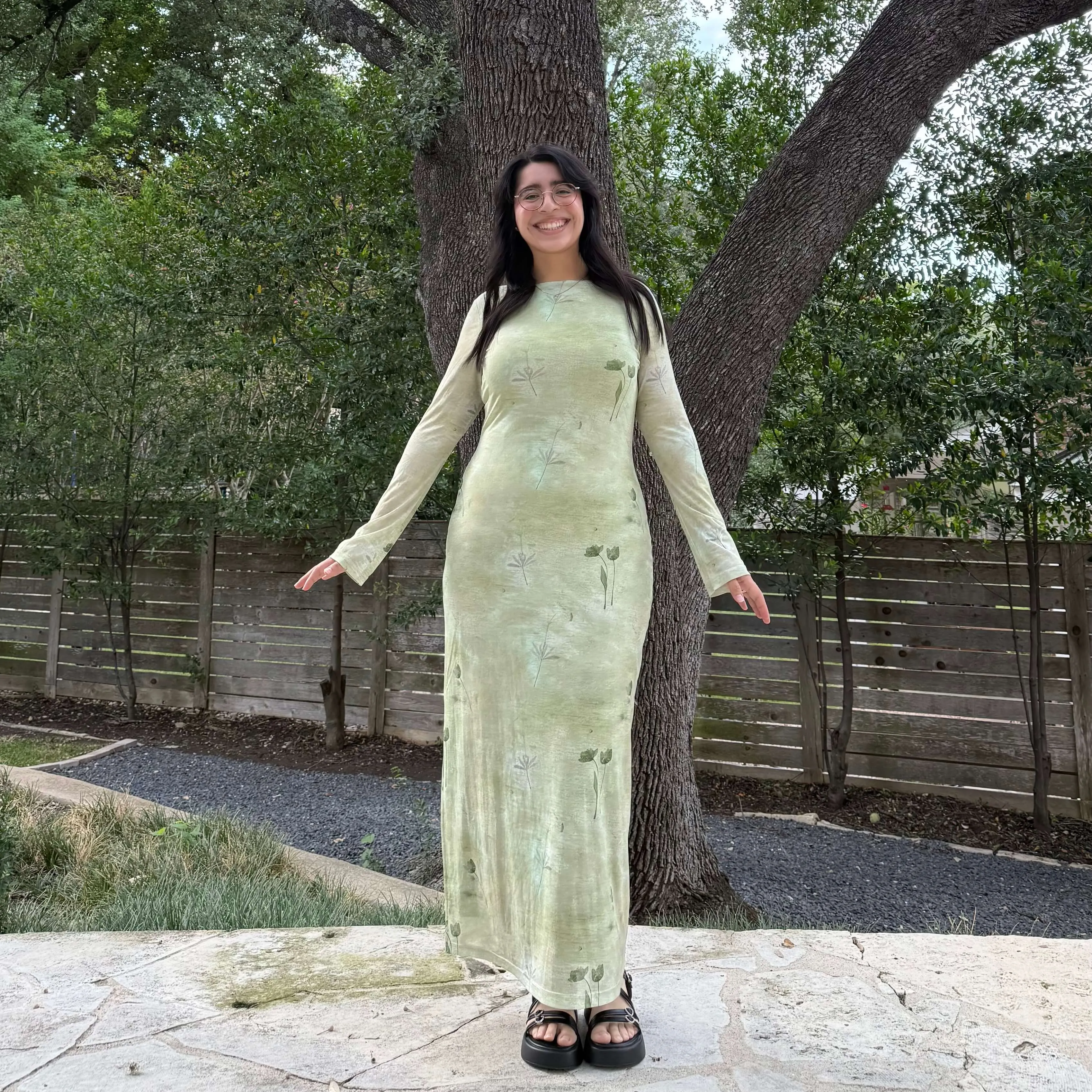 Long-Sleeve Flora Dress - Green *Clearance Sale* sold by Shiny by Nature product image thumbnail 4