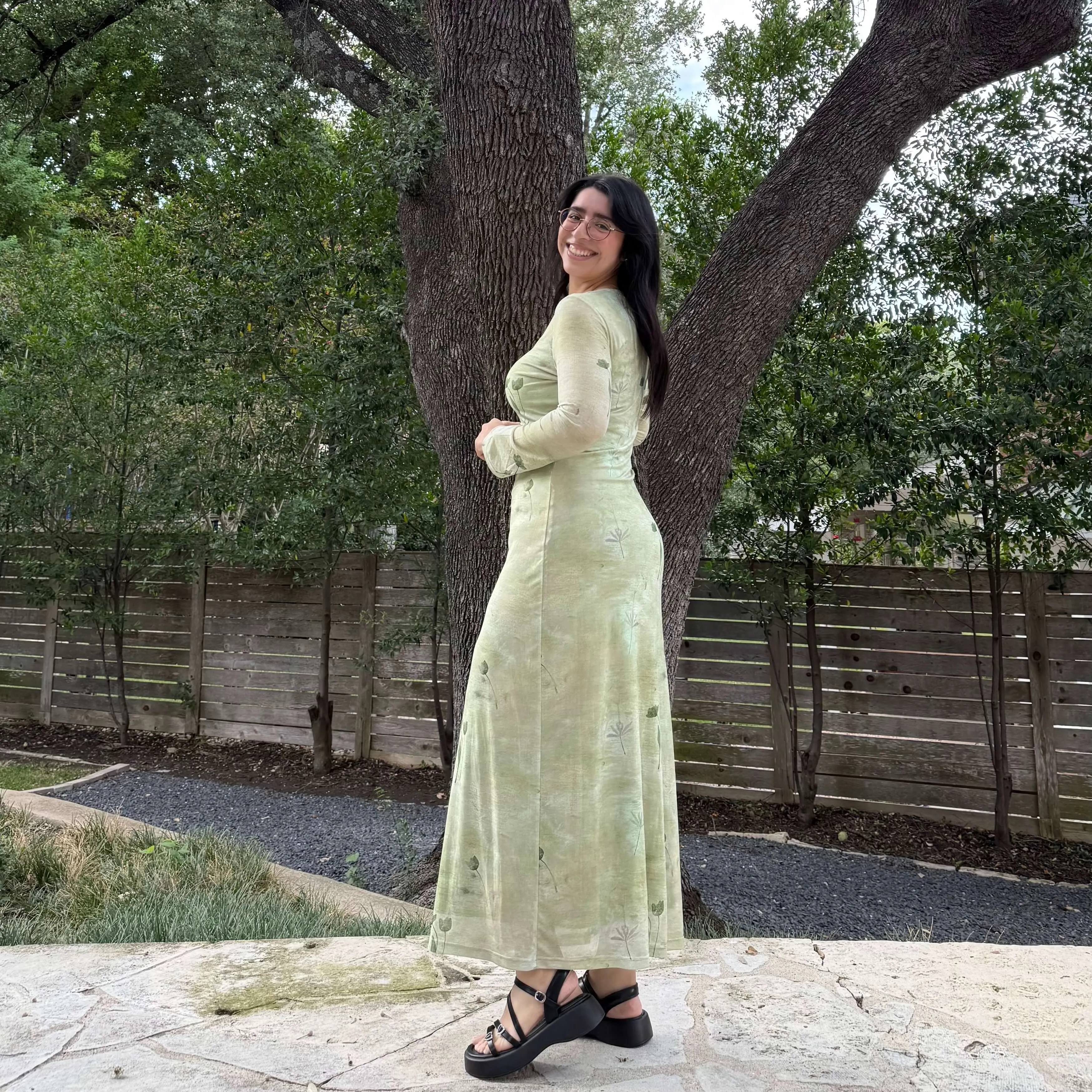 Long-Sleeve Flora Dress - Green *Clearance Sale* sold by Shiny by Nature product image thumbnail 3