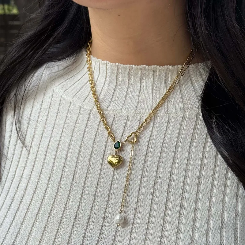 Heart of Gold Necklace - Emerald *Clearance Sale* sold by Shiny by Nature