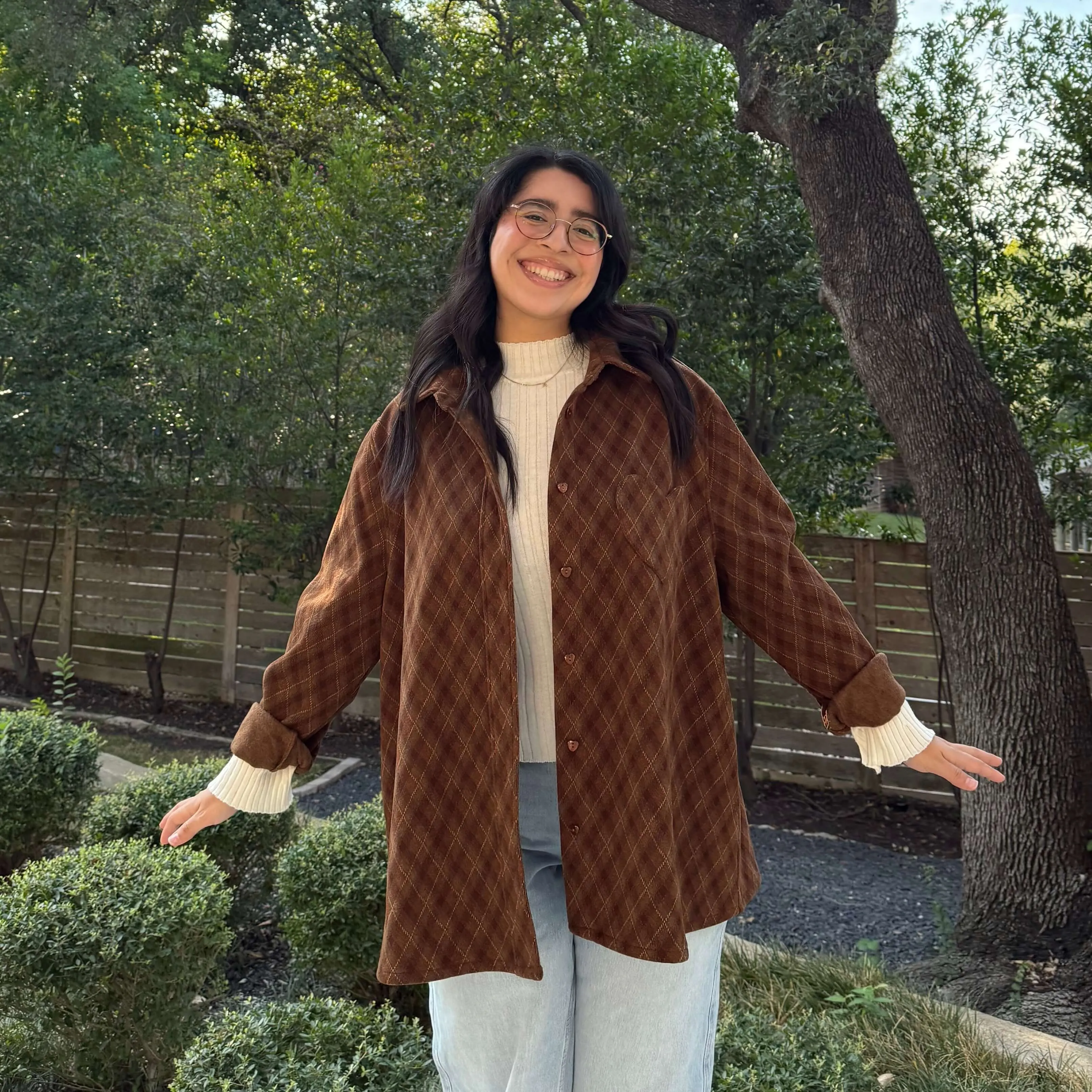 Cozy Long-Sleeve Button-Up - Chocolate Plaid *Clearance Sale* sold by Shiny by Nature
