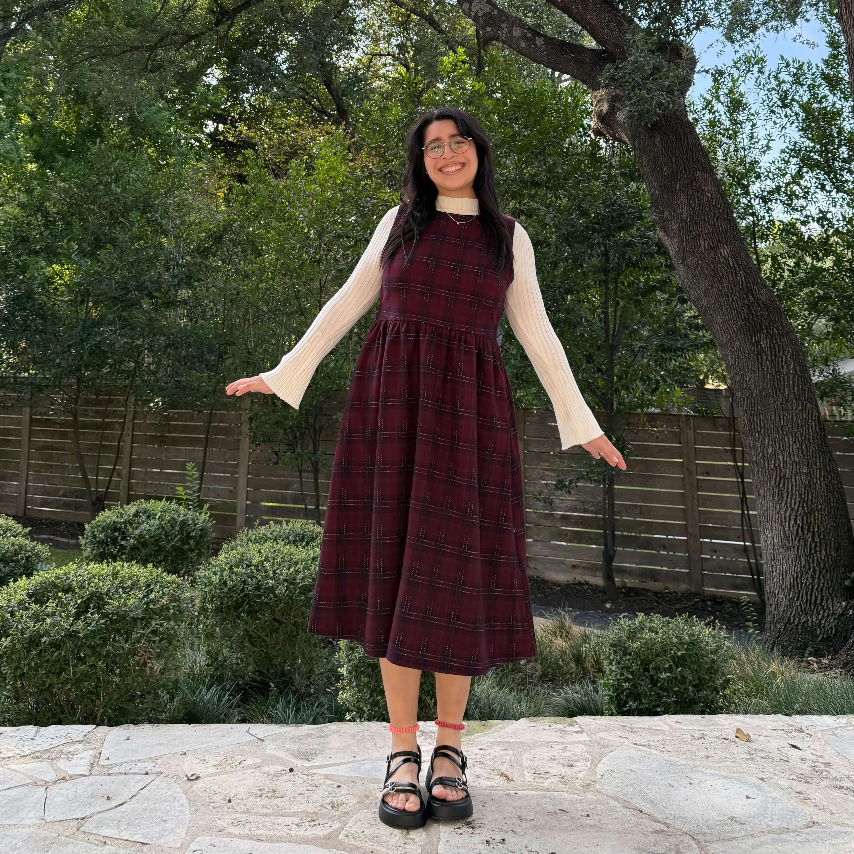 Cambridge Dress - Burgundy Plaid *Clearance Sale* sold by Shiny by Nature
