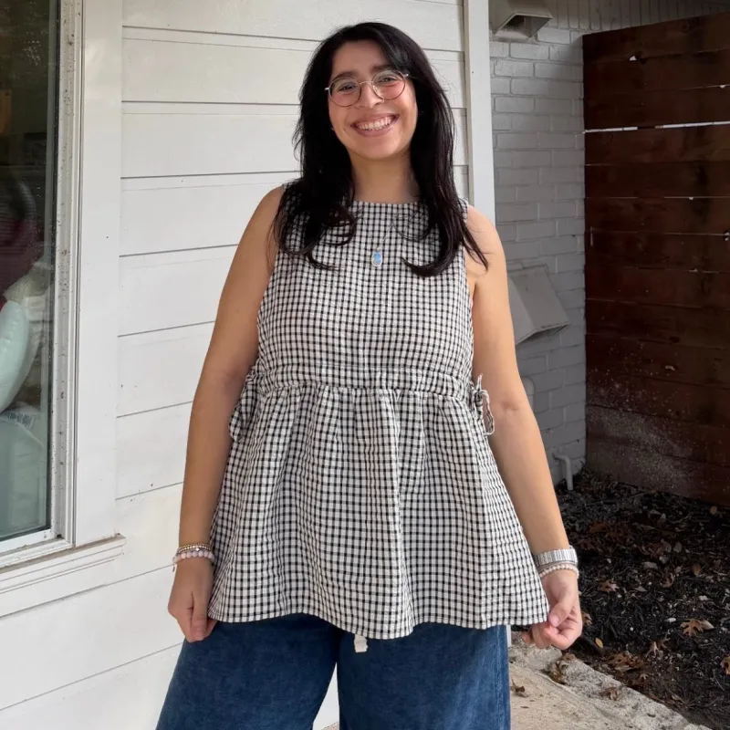 Dorothy Top - Black Gingham made by Shiny by Nature
