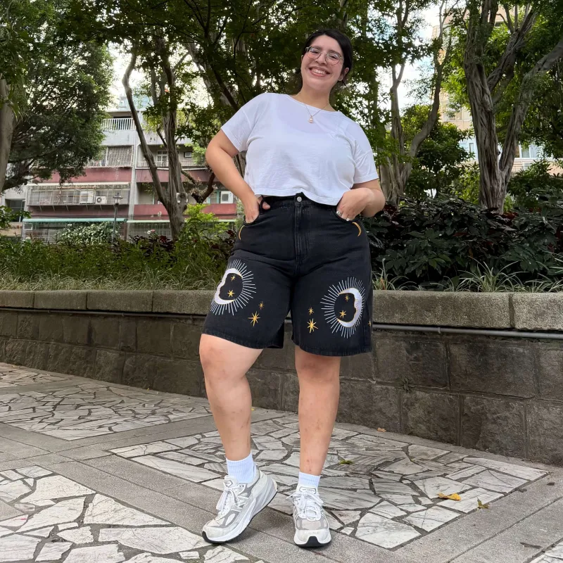 Celestial Denim Shorts - Black made by Shiny by Nature
