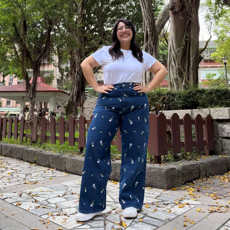 29" Inseam Jeans - Medium Wash with Daisies made by Shiny by Nature