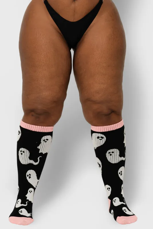 Under the Knee - Ghost (Black & White w/Pink) sold by Thunda Thighs