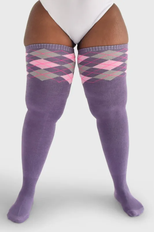 Thunda Tūbbies - Argyle (Purple & Grey) sold by Thunda Thighs