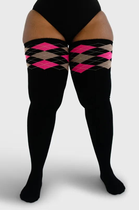 Thunda Tūbbies - Argyle (Pink & Black) sold by Thunda Thighs
