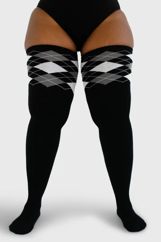 Thunda Tūbbies - Argyle (Black & White) sold by Thunda Thighs