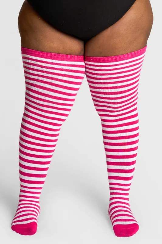 Thunda Tūbbies - Neon Pink & White Stripes sold by Thunda Thighs