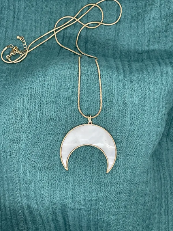 Shimmer Crescent Necklaces sold by Copper Union Apparel