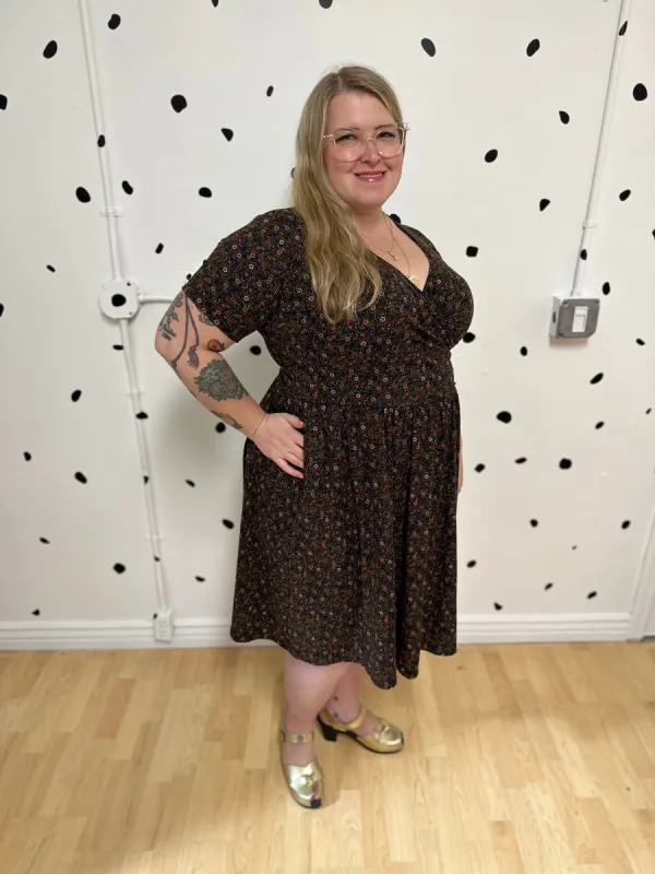 Ruby Dress in Autumn Floral Rib by Alyson Clair made by Copper Union Apparel