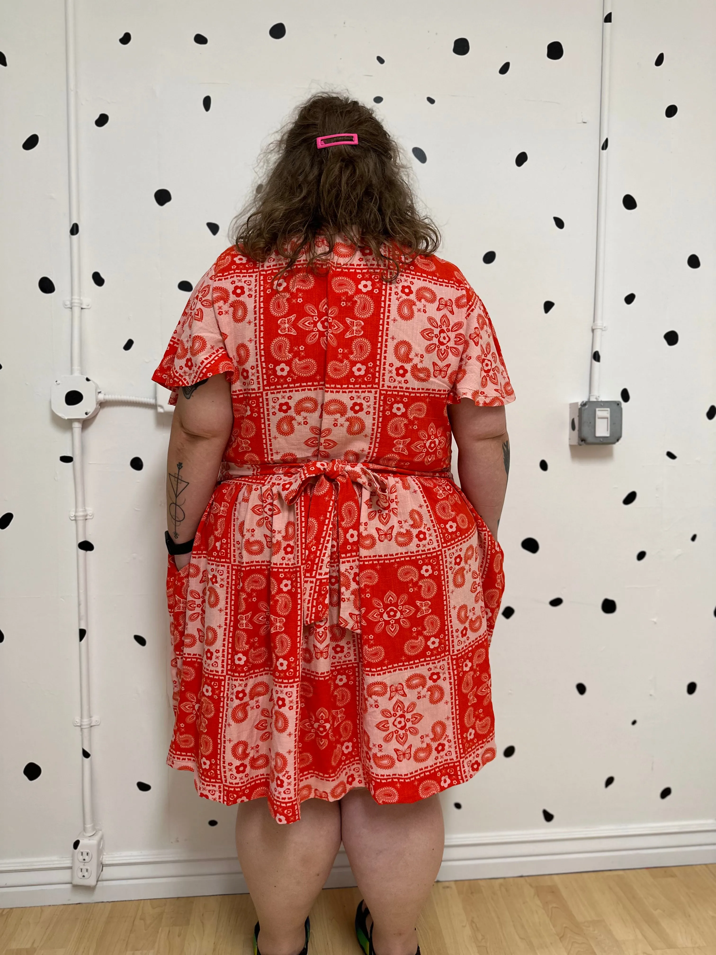 Red Bandana Flutter Ty Dress sold by Copper Union Apparel product image thumbnail 5