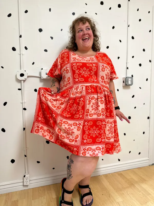 Red Bandana Flutter Ty Dress sold by Copper Union Apparel