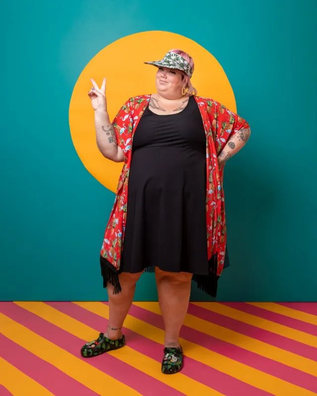 Pineapple Flamingo Fringe Duster sold by Copper Union Apparel