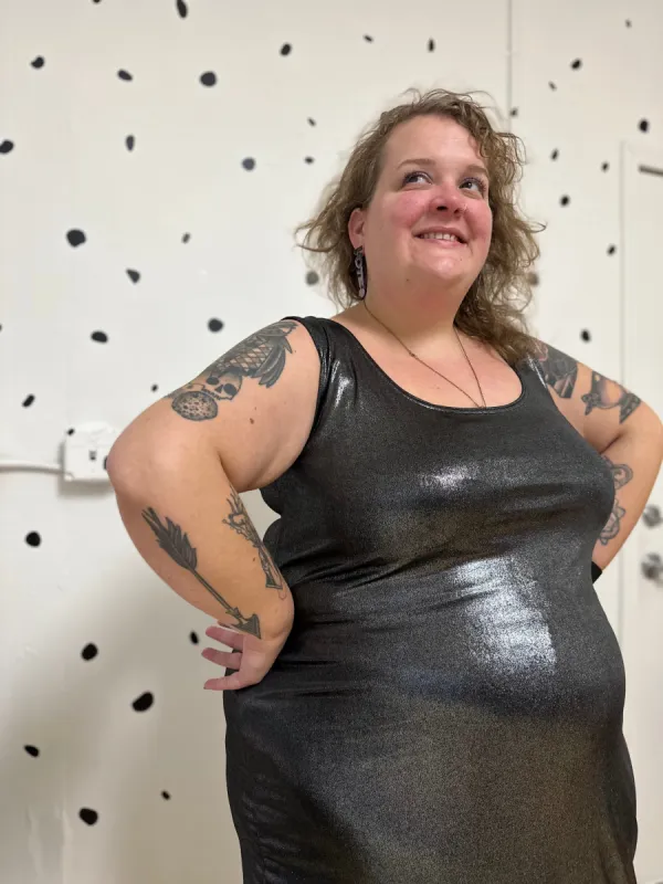 Knock Out Metallic Base Dress made by Copper Union Apparel