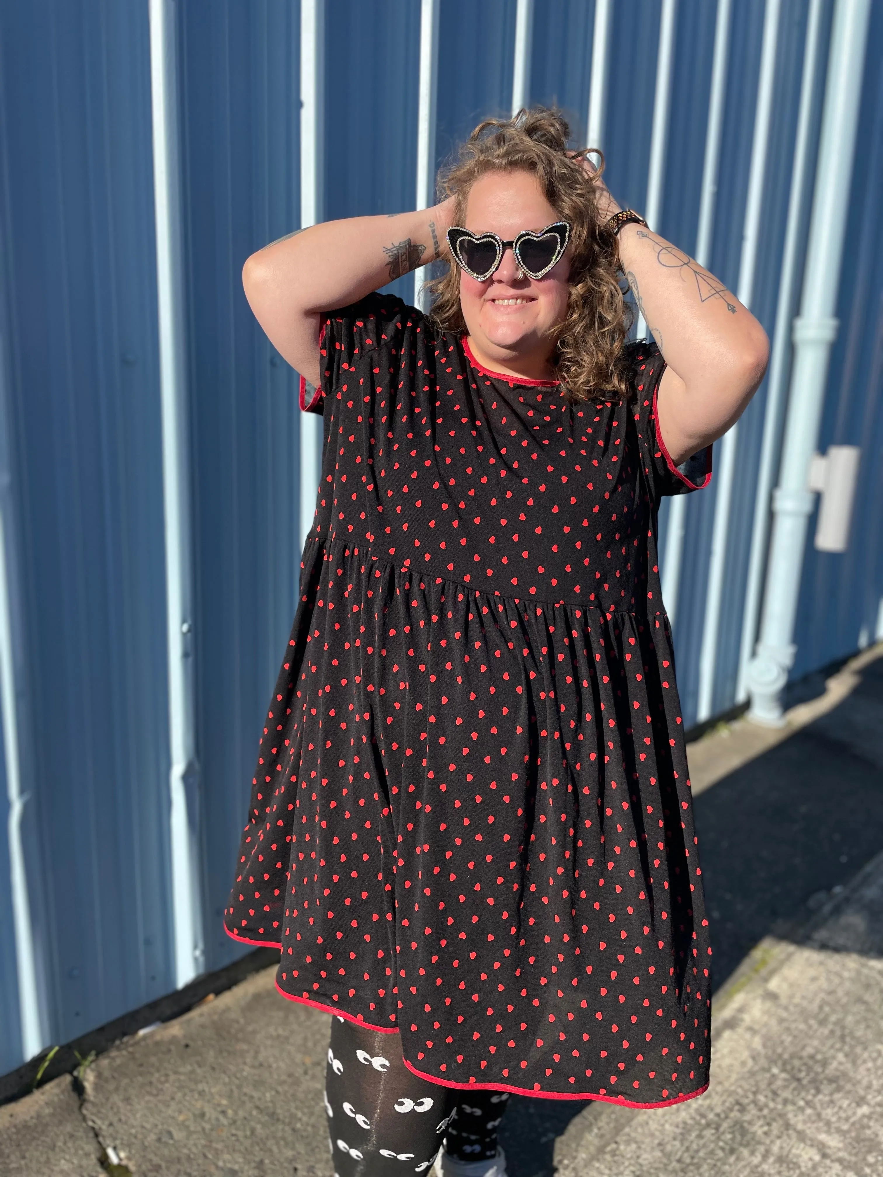 Red Heart Mesh Ty Dress sold by Copper Union Apparel