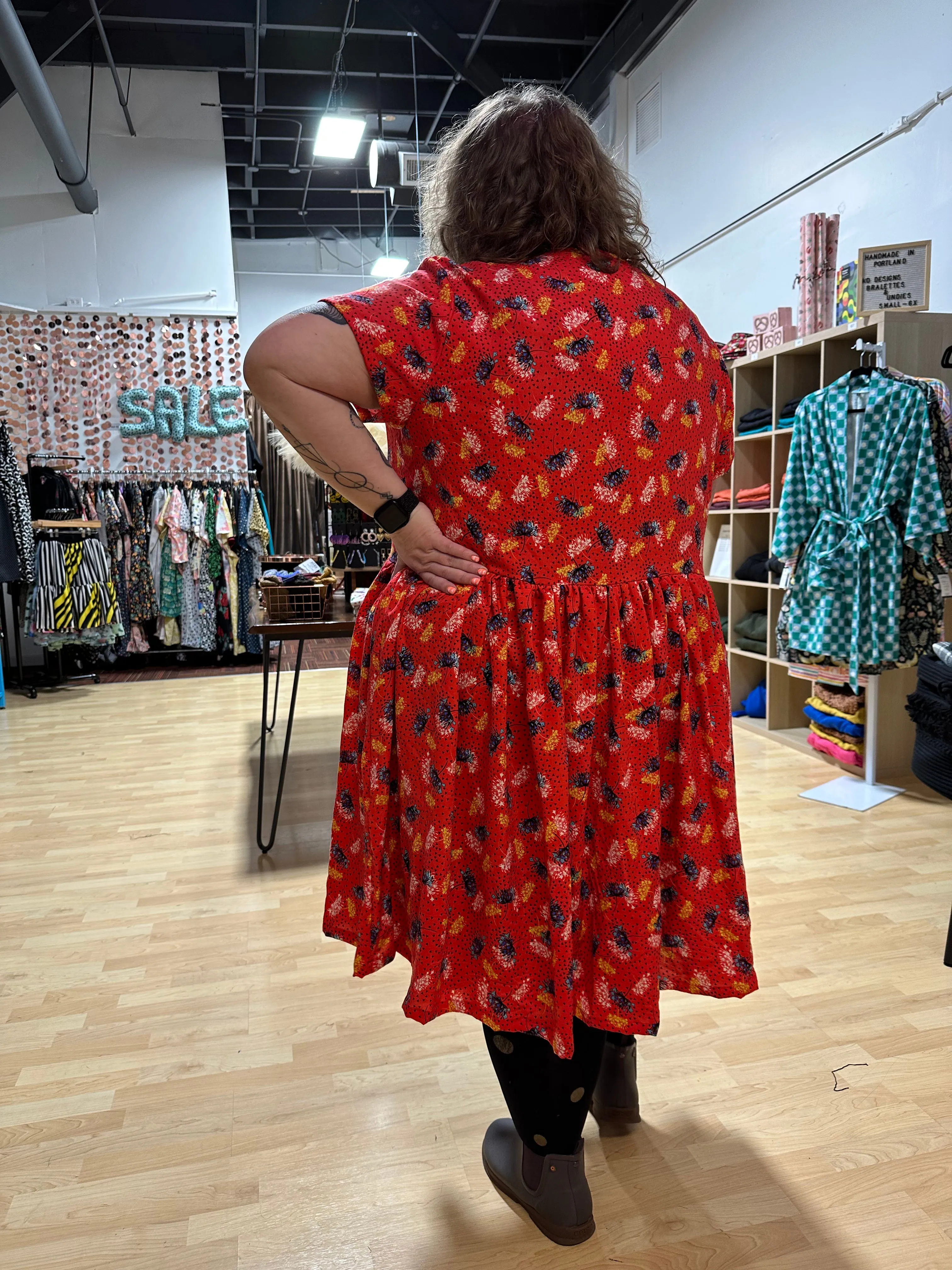 Red Floral Ty Dress sold by Copper Union Apparel product image thumbnail 4