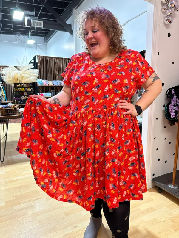 Red Floral Ty Dress sold by Copper Union Apparel