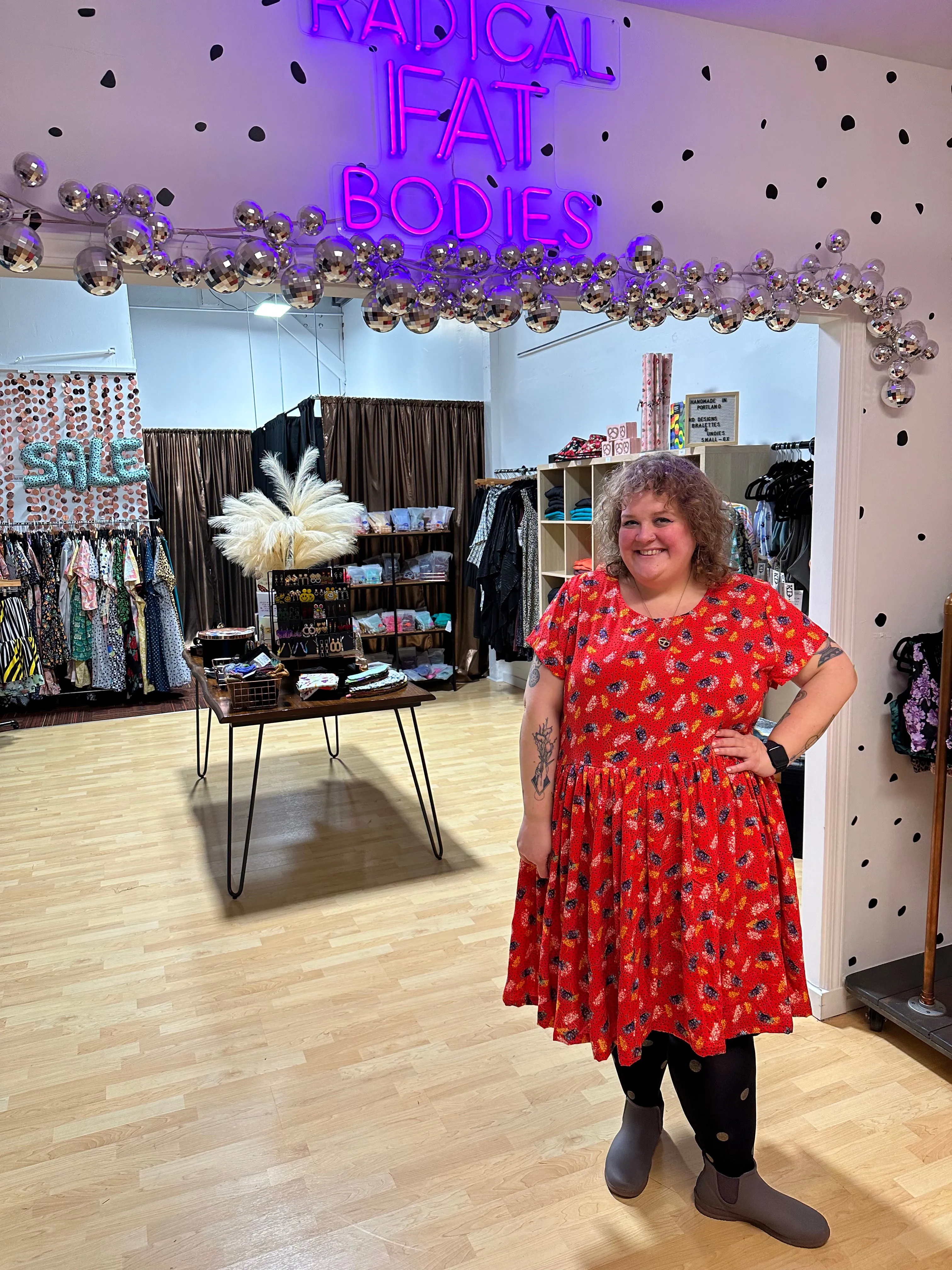 Red Floral Ty Dress sold by Copper Union Apparel product image thumbnail 3