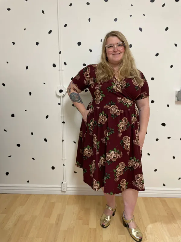 Ruby Dress in Merlot Floral by Alyson Clair sold by Copper Union Apparel