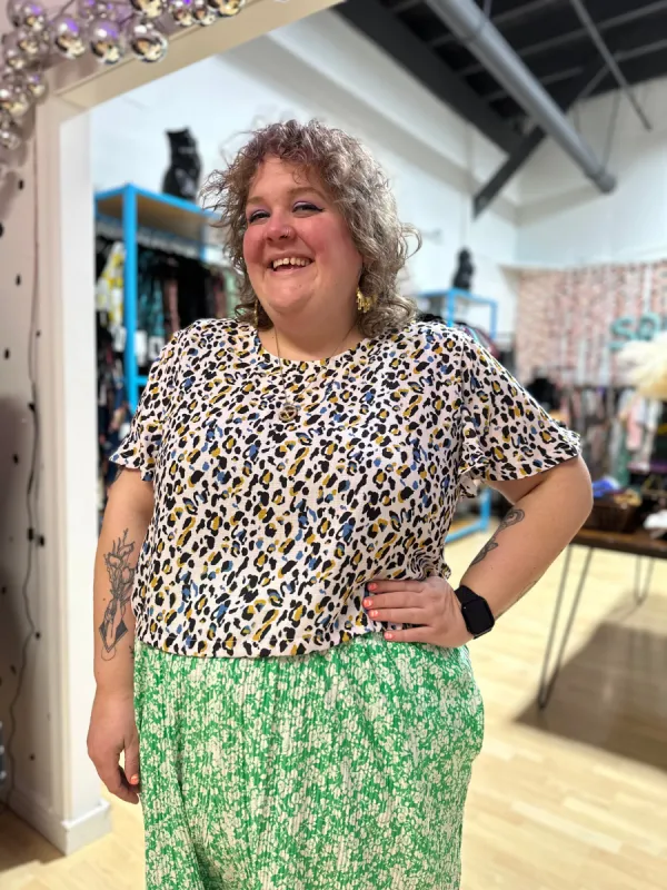 Leopard Flutter Crop Top sold by Copper Union Apparel