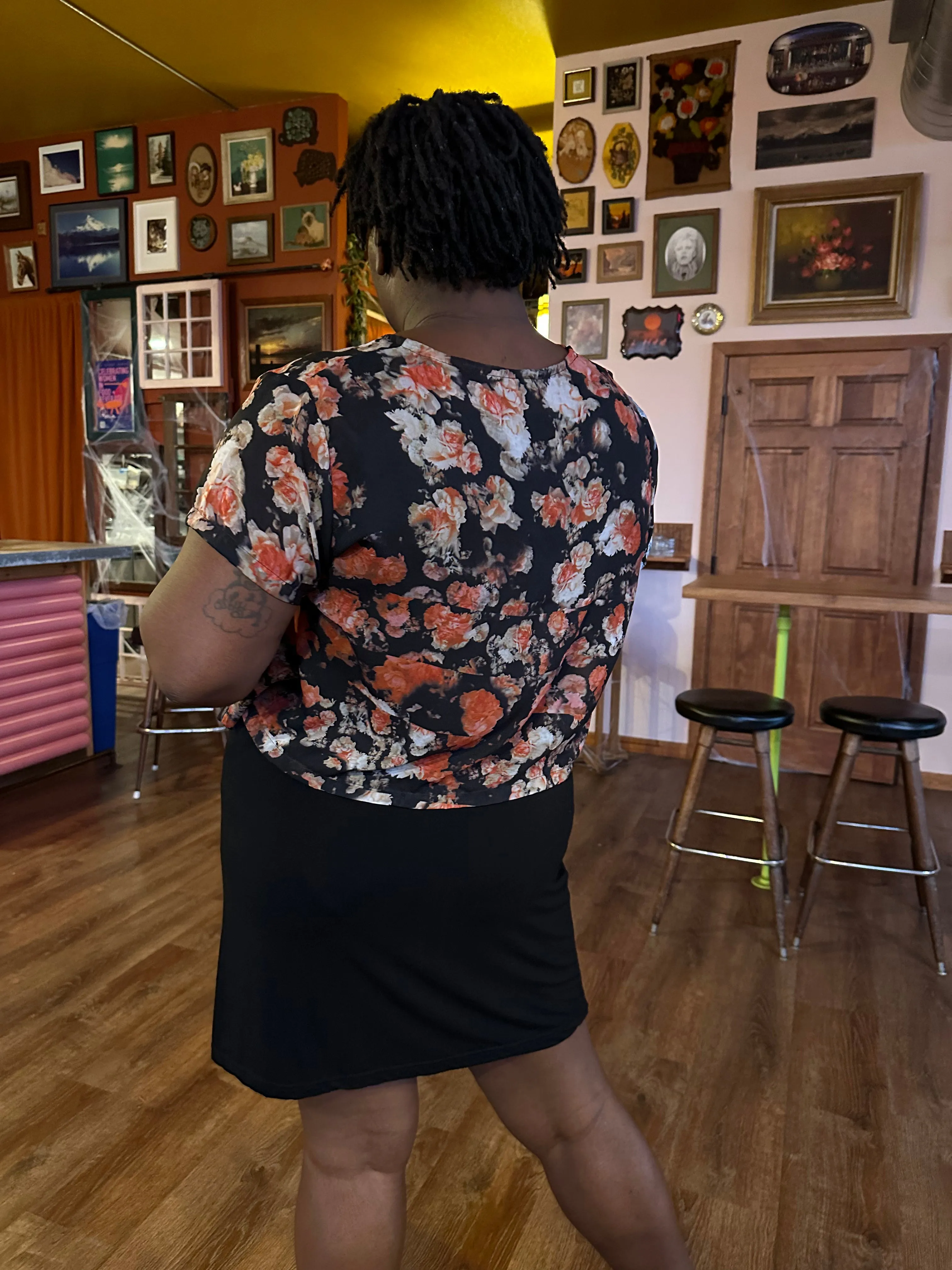 Moody Floral Chiffon Crop Top sold by Copper Union Apparel product image thumbnail 4