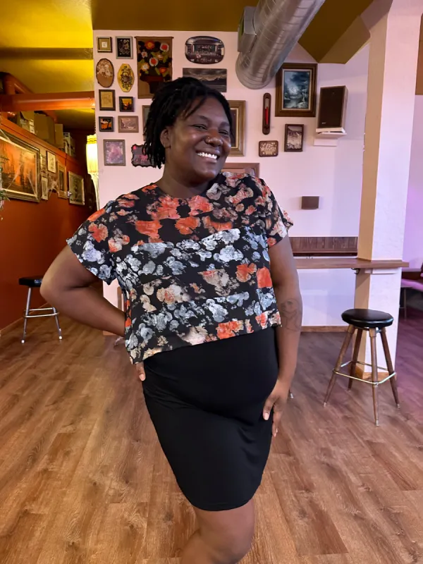 Moody Floral Chiffon Crop Top made by Copper Union Apparel