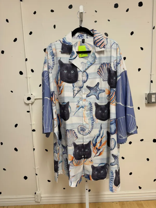 Unknown Label- size 5X-Cat Button Up Tunic sold by Copper Union Apparel