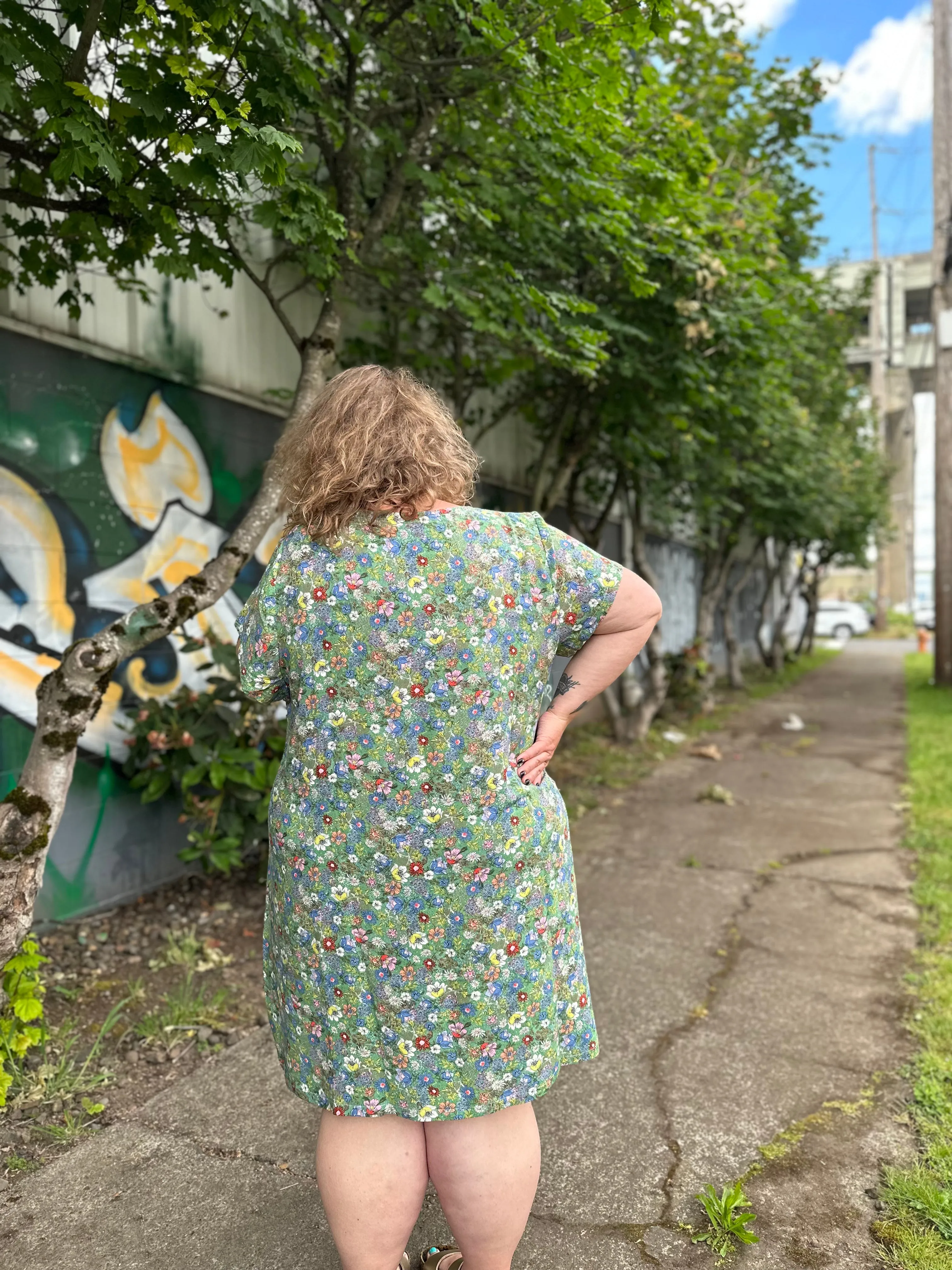 Green Floral Shirt Dress sold by Copper Union Apparel product image thumbnail 5