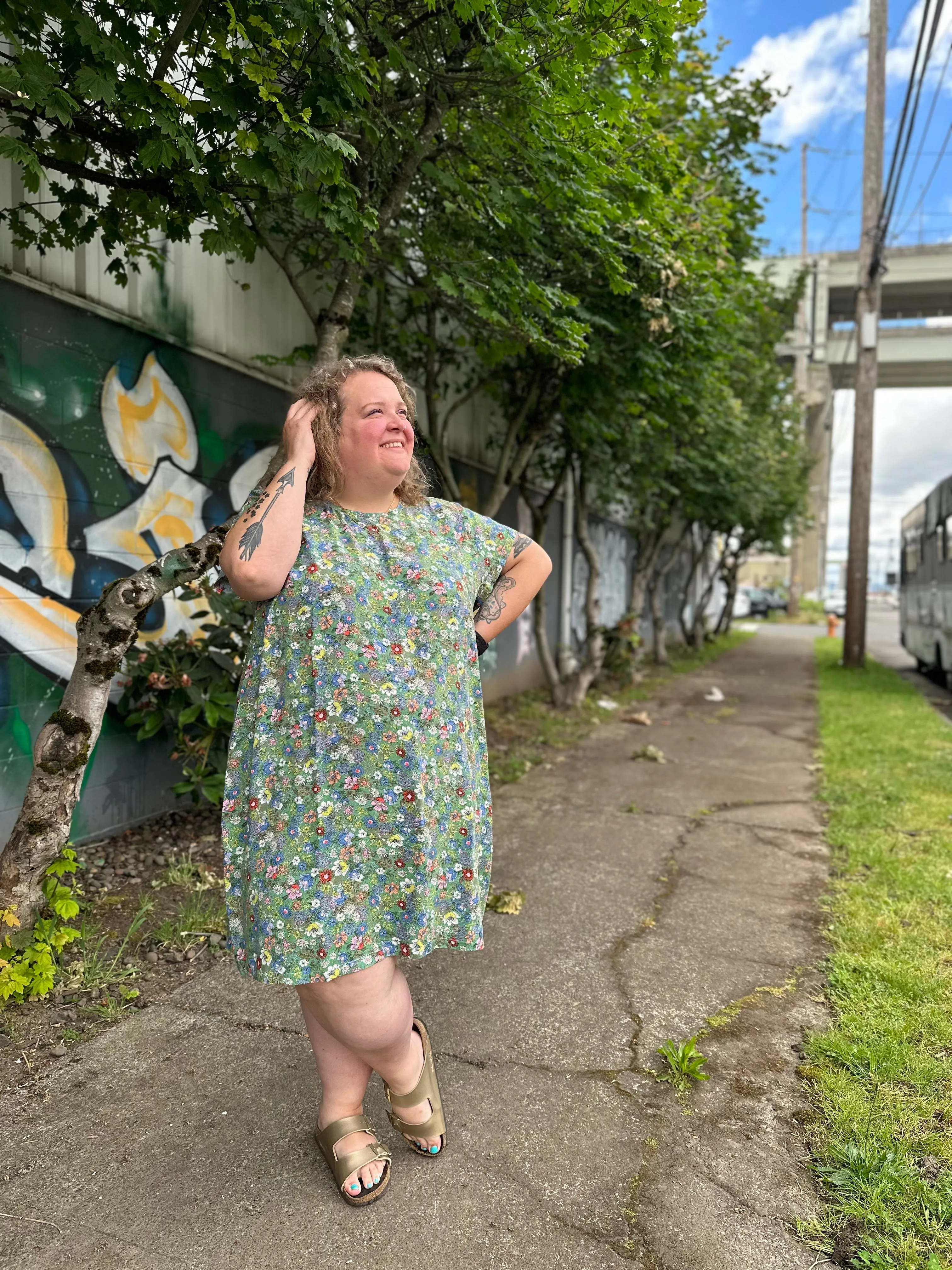 Green Floral Shirt Dress sold by Copper Union Apparel product image thumbnail 2