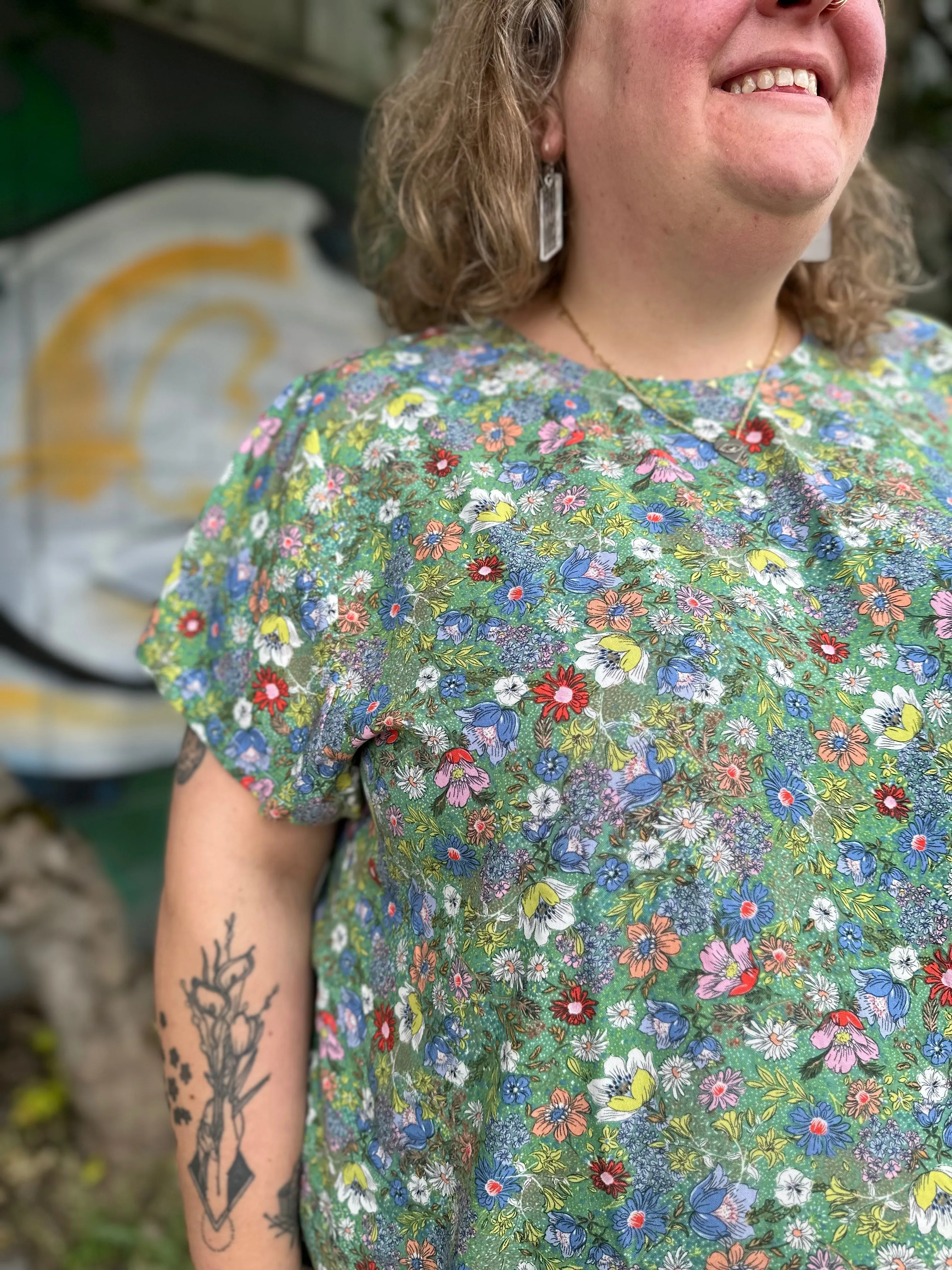 Green Floral Shirt Dress sold by Copper Union Apparel product image thumbnail 3