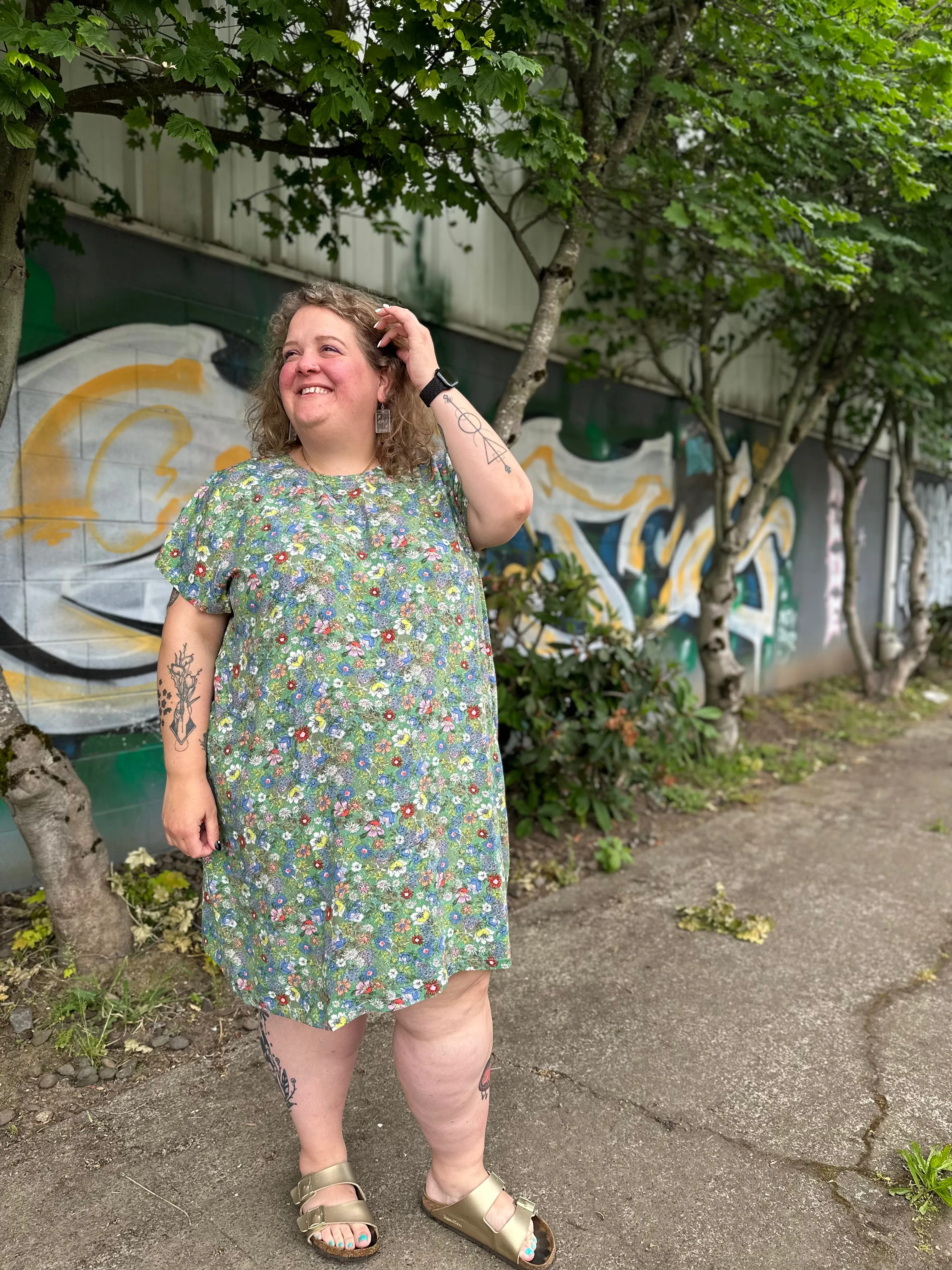 Green Floral Shirt Dress sold by Copper Union Apparel product image thumbnail 4