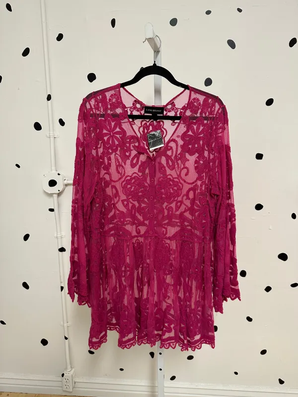 Lane Bryant- 18/20- Pink Flower Mesh Tunic sold by Copper Union Apparel
