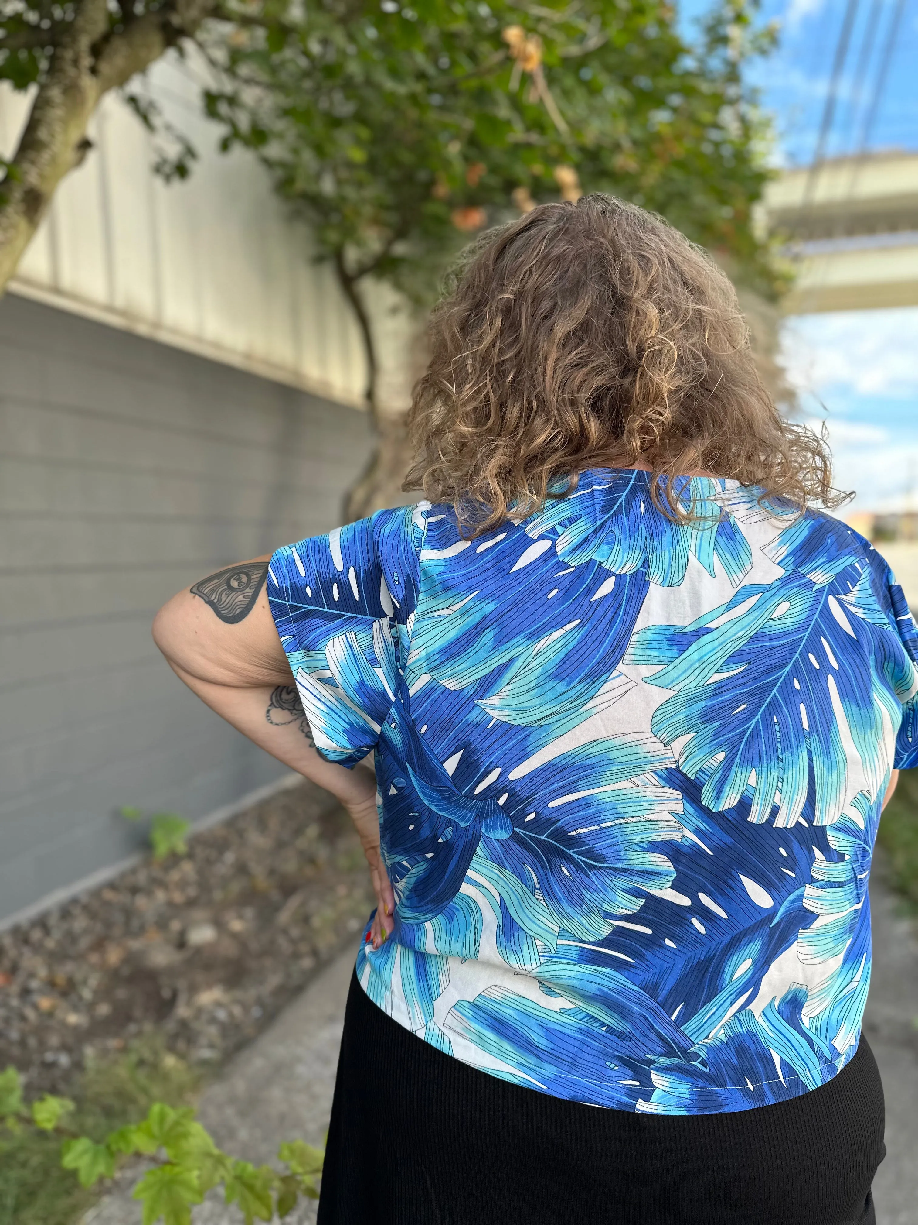 Blue Monstera Crop Top sold by Copper Union Apparel product image thumbnail 5