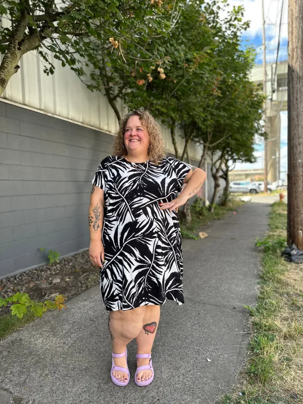 Black and White Palm Shirt Dress sold by Copper Union Apparel