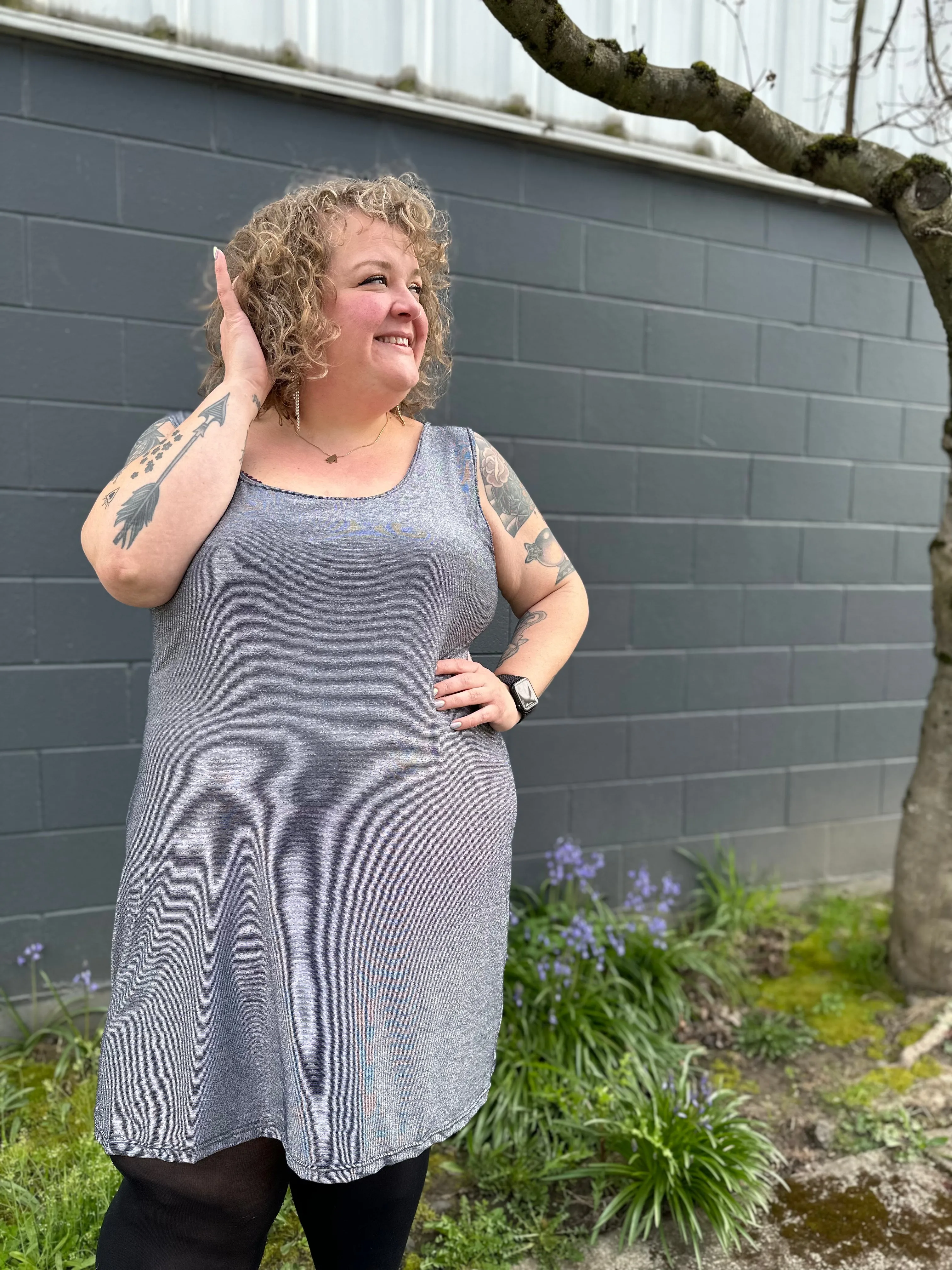 Silver Shimmer Base Dress sold by Copper Union Apparel product image thumbnail 4
