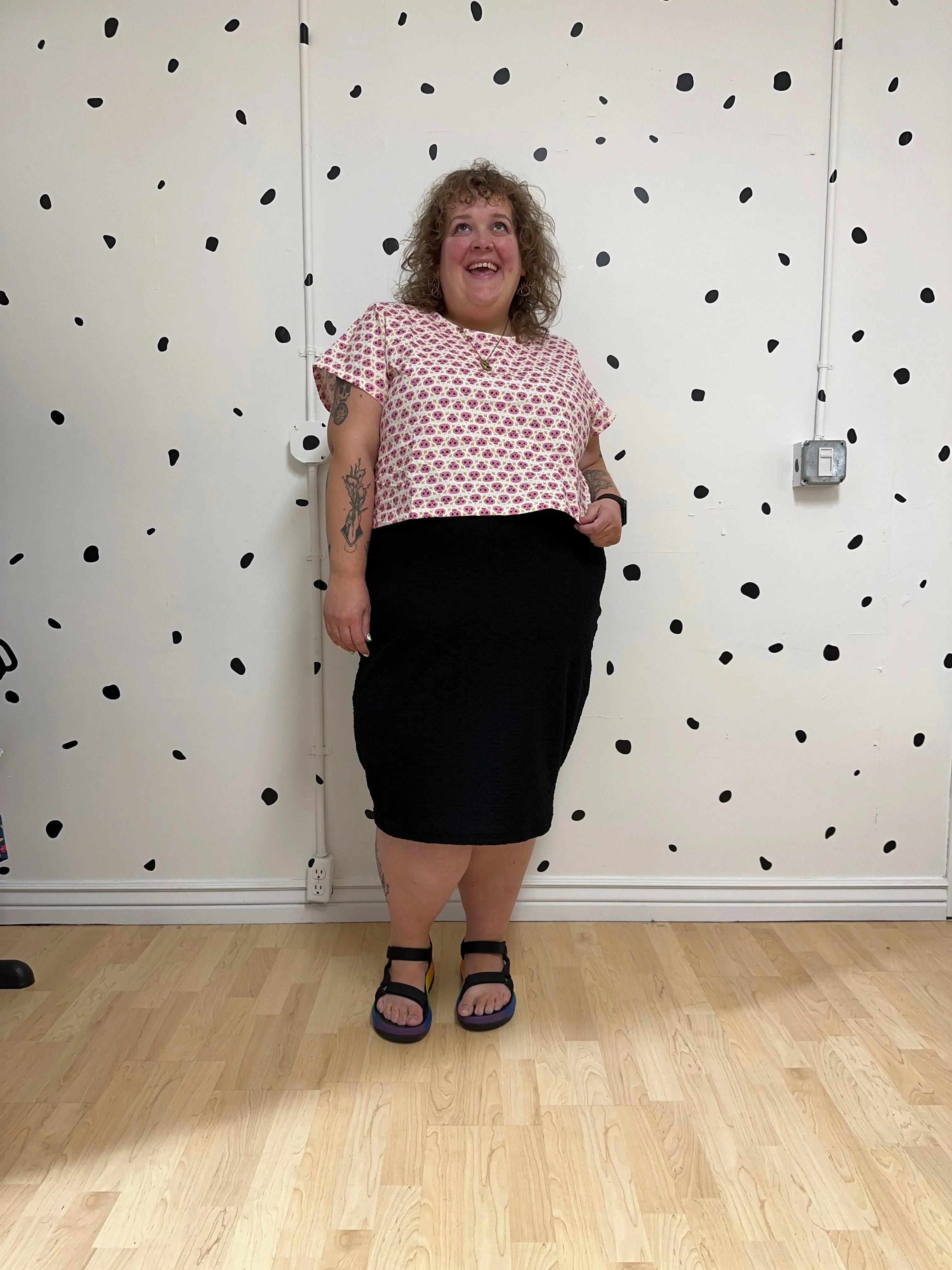 Pink Skulls Crop Top sold by Copper Union Apparel product image thumbnail 3