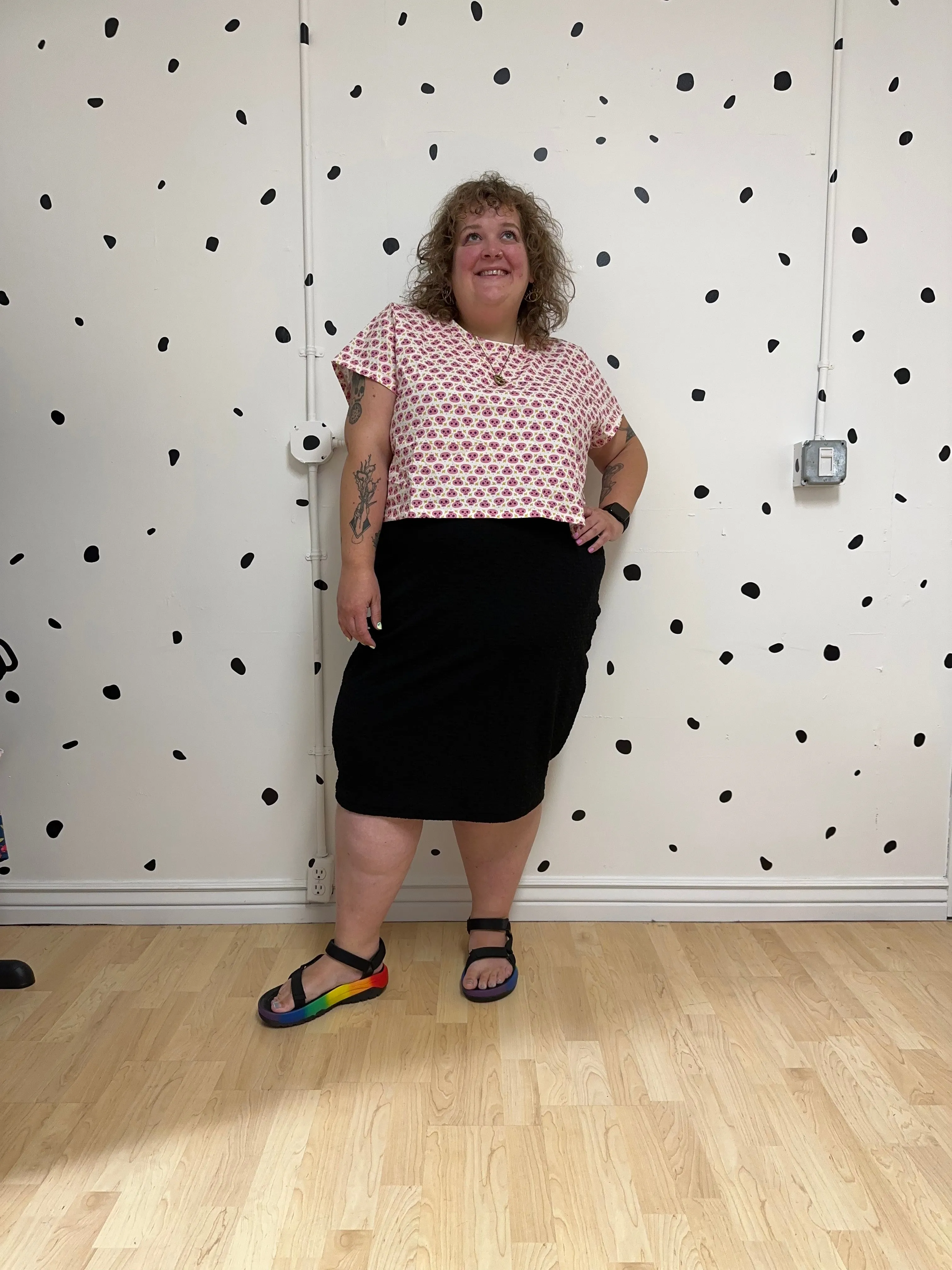 Pink Skulls Crop Top sold by Copper Union Apparel product image thumbnail 4