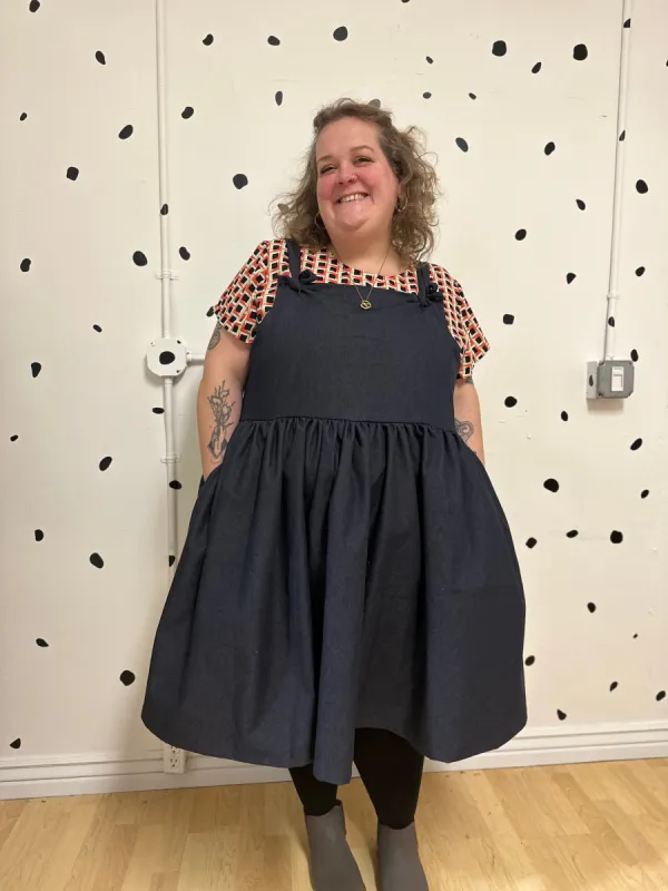 Denim Overall Dress sold by Copper Union Apparel